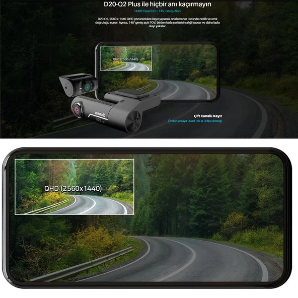 Vueroid Araç Kamerasi 2K Sony Starvis Görüntü Sensörü GPS D20 - 8