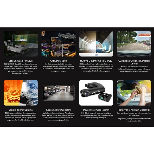 Vueroid Araç Kamerasi 2K Sony Starvis Görüntü Sensörü GPS D20 - 7