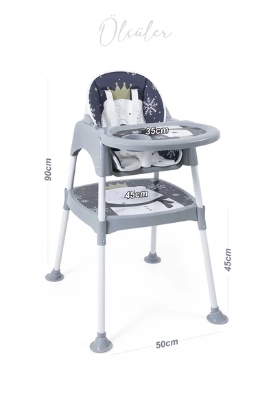 3in1 Çalışma Masası, Mama Sandalyesi, Masa, Sandalye - Panda Desenli - 7