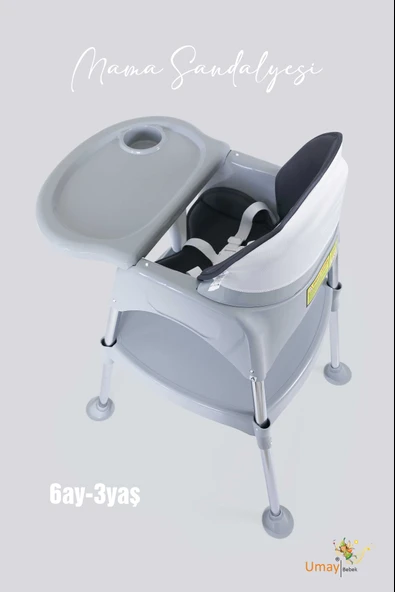 3in1 Çalışma Masası, Mama Sandalyesi, Masa, Sandalye - Gri - 5