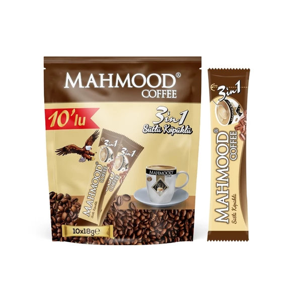 Mahmood Coffee 3ü 1 Arada Süt Köpüklü Kahve 18 gr 10 Adet