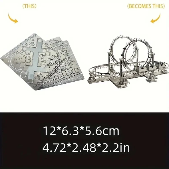 Roller Coaster 3D Metal Maket Bulmaca Puzzle modeli kitleri DIY 14+ Yaş 80 Parça - Resim 2