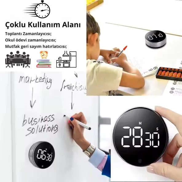 Coofbe Heyo Rotation Countdown Manyetik Dijital Zamanlayıcı Saat Geri Sayım Cihazı Kronometre Cihazı - 2