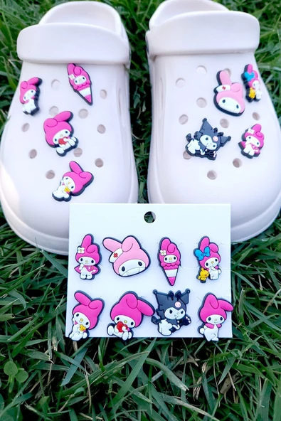 Kuromi&Melody Jibbitz 8'li Terlik Süsü ve Diğer Terliklerle Uyumlu - 2
