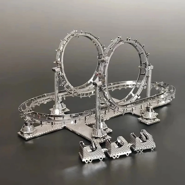 Roller Coaster 3D Metal Maket Bulmaca Puzzle modeli kitleri DIY 14+ Yaş 80 Parça - Resim 4