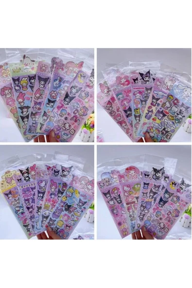 Kuromi&Melody Tasarımlı Sticker Anime Sticker 1 Kart(20-25 Adet) - 2