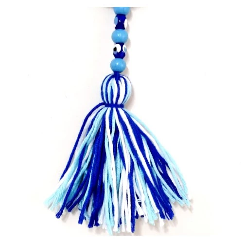 Ponponlu Nazar Boncuğu Desenli El Yapımı Mini Kapı, Duvar ve Araba Süsü - 2