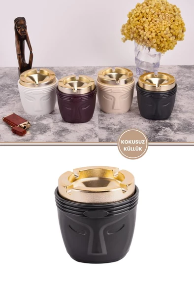 King Kokusuz Gold Küllük, Kokusuz Dumansız Yuvarlak Küllük - Resim 7