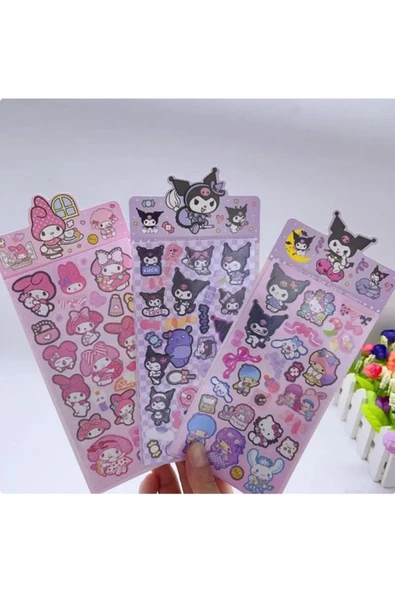 Kuromi&Melody Tasarımlı Sticker Anime Sticker 1 Kart(20-25 Adet)