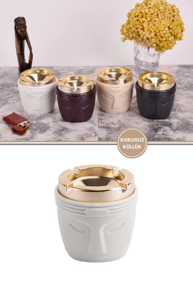 King Kokusuz Gold Küllük, Kokusuz Dumansız Yuvarlak Küllük - Resim 10