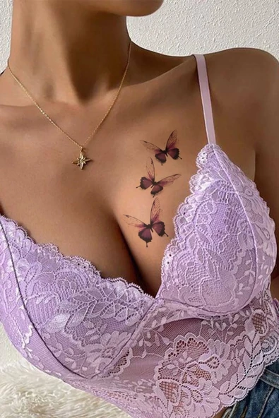 3 Boyutlu Mini Kelebek Dövmesi Geçici Dövme Tattoo Aksesuar Şık Moda Aksesuar - 2