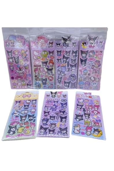 Kuromi&Melody Tasarımlı Sticker Anime Sticker 1 Kart(20-25 Adet) - 3