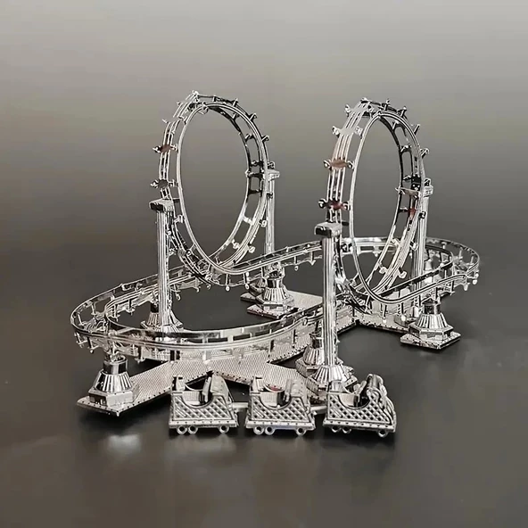 Roller Coaster 3D Metal Maket Bulmaca Puzzle modeli kitleri DIY 14+ Yaş 80 Parça ürün görseli 1