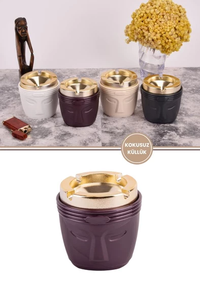 King Kokusuz Gold Küllük, Kokusuz Dumansız Yuvarlak Küllük - Resim 4