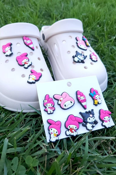 Kuromi&Melody Jibbitz 8'li Terlik Süsü ve Diğer Terliklerle Uyumlu