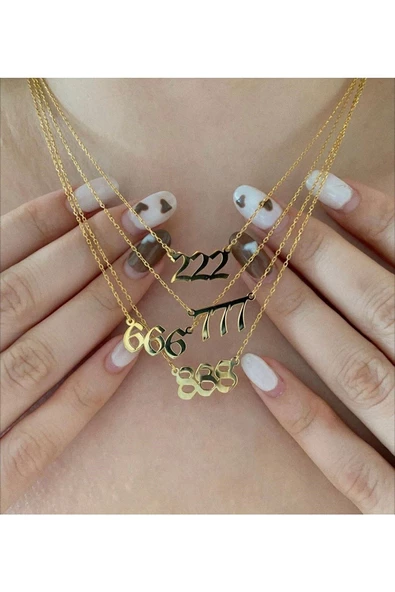 222 Melek Sayısı Altın Renk Kolye Aksesuar Şık Süs Takı - 2