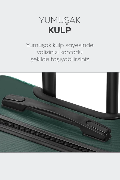 Spring Model Haki Renk 3'lü Valiz Seti Kabin - Orta - Büyük - 4