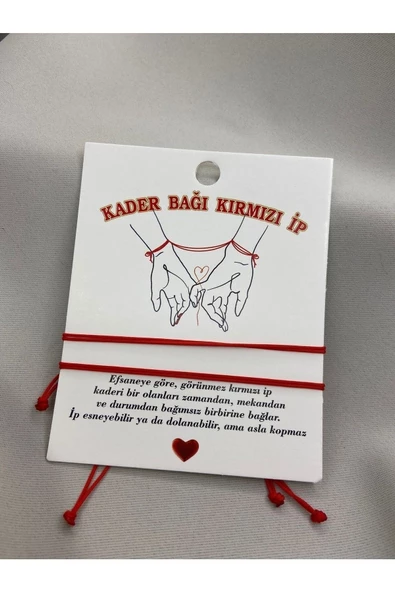 Kaderin Kırmızı Ipliği" Kader Bağı Çifr Kırmızı Ip Bileklik Hediyelik Aksesuar - 2
