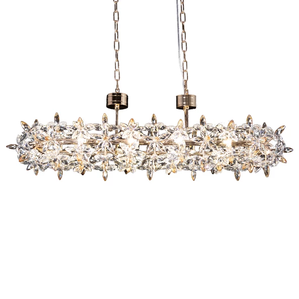 Apliqa Mercan Sıralı Gold Kristal Taşlı Modern Oturma Odası, Yemek Masası Üstü, Salon Avize - Resim 2