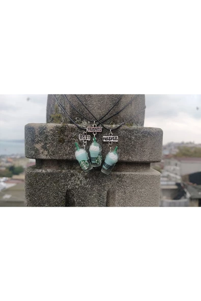 Starcbucks 3 Lü Best Friend Arkadaşlık Dostluk Kolyesi Hediyelik Aksesuar - 6