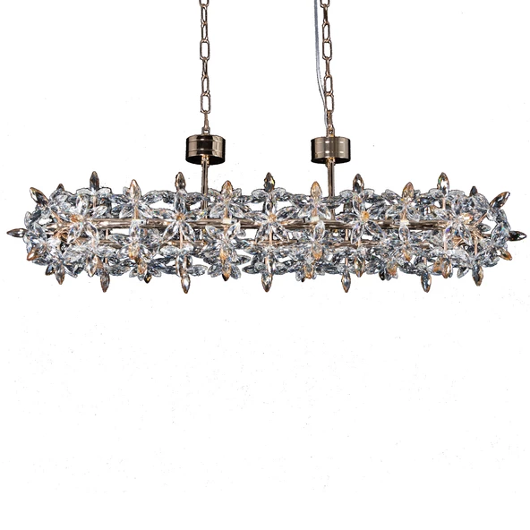 Apliqa Mercan Sıralı Gold Kristal Taşlı Modern Oturma Odası, Yemek Masası Üstü, Salon Avize - Resim 3