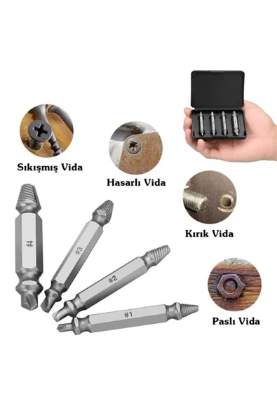 Vida Çıkarıcı Hasar Görmüş Bozuk Vida Sökücü Yamuk Vida Çıkarıcı Speed Out Pratik Vida Çıkarıcı