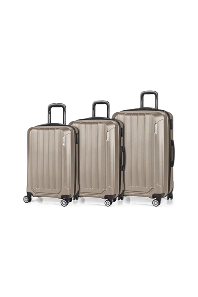 Spring Model Gold Rrenk 3'lü Valiz Seti Gold Kabin - Orta - Büyük - 6