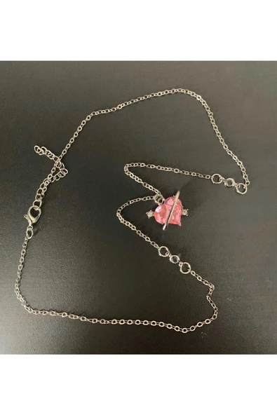 Kadın Pembe Kalpli Paslanmaz Ayarlanabilir Kolye Aksesuar Şık Takı - 4