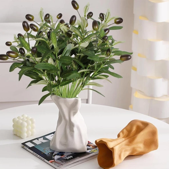 Yapay Zeytin 40cm 5 Dallı 10 Meyveli Demet Yapay Çiçek Artificial Olive - 7