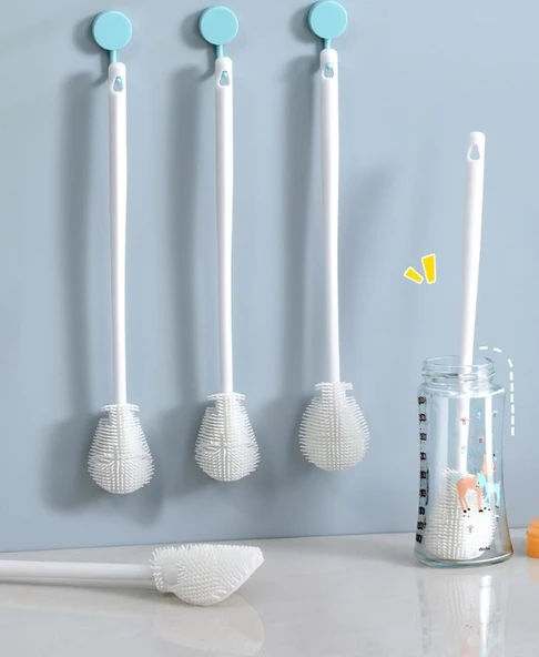 Kavanoz ve Biberon Yıkama Fırçası Silikon Beyaz - 2