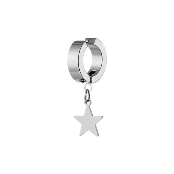 Sallantılı Yıldız  Star Tekli Gümüş Renk   Küpe Aksesuar Şık Takı Süs Aksesuar