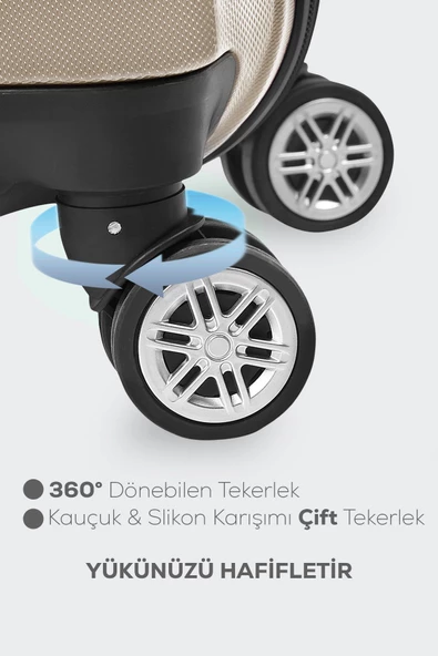 Spring Model Gold Rrenk 3'lü Valiz Seti Gold Kabin - Orta - Büyük - 4