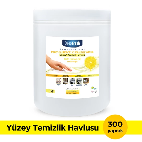 Deep Fresh Hijyen Kovası Yüzey Temizleme Mendili Limon 300 Yaprak