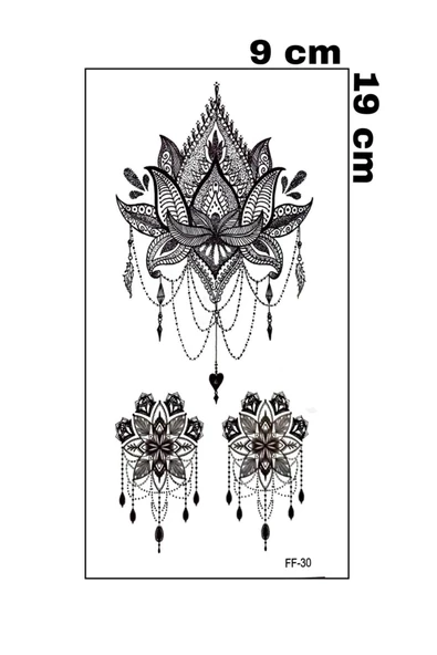 LOTUS ÇİÇEKLERİ SIRT GÖĞÜS KOL BACAK VUCUT İÇİN GEÇİCİ DÖVME Şık Vücut Dövmesi - 2