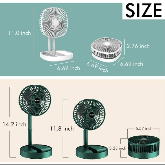 Katlanır Teleskopik Zemin Fanı Yaz Sessiz Öğrenci Masaüstü Fan USB Şarj Edilebilir Taşınabilir Ev Mini Hava Soğutucu - 3