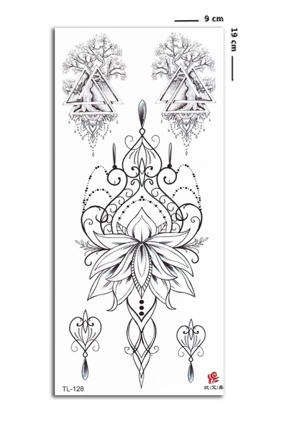 Exile Mandala Desenli Geçici Lotus Dövmesi Aksesuar Şık Vücut Dövmesi - 2
