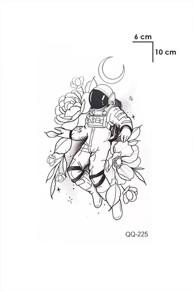 Astronot Gül Göğüs Geçici Dövme Tattoo Aksesuar Hediyelik - 2