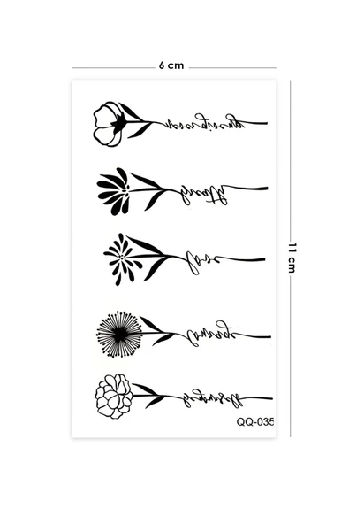 Minimal Çiçek Geçici Dövme Floral Tattoo Aksesuar Şık - 2