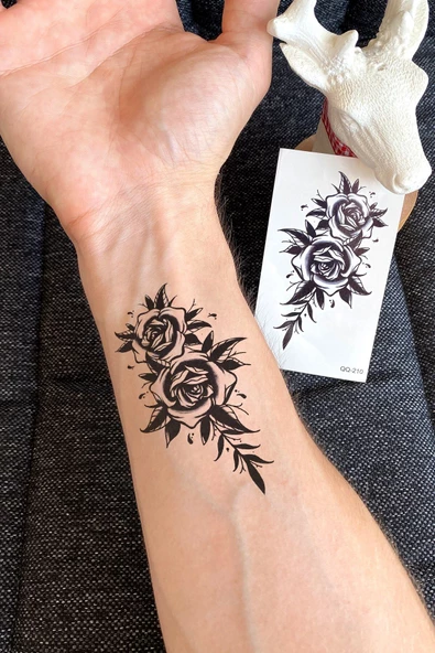 Çiçekli Gül Geçici Dövme Tattoo Şık Aksesuar