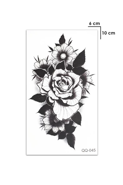 Siyah Gül Geçici Dövme Tattoo Şık Aksesuar - 2