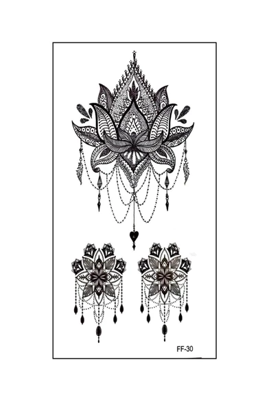 LOTUS ÇİÇEKLERİ SIRT GÖĞÜS KOL BACAK VUCUT İÇİN GEÇİCİ DÖVME Şık Vücut Dövmesi - 3