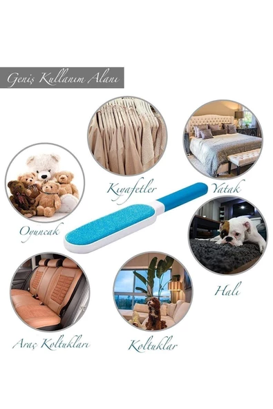 Yeni Nesil 2li Tüy Toplayıcı Hazneli Pratik Kedi Köpek Evcil Hayvan Tüy Kıl Toz Temizleyici Fırça - 7