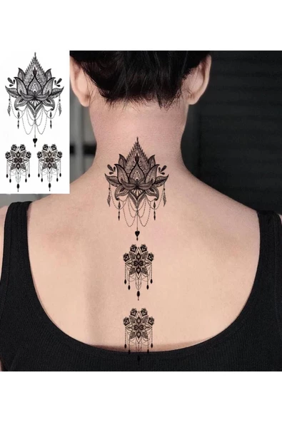 LOTUS ÇİÇEKLERİ SIRT GÖĞÜS KOL BACAK VUCUT İÇİN GEÇİCİ DÖVME Şık Vücut Dövmesi