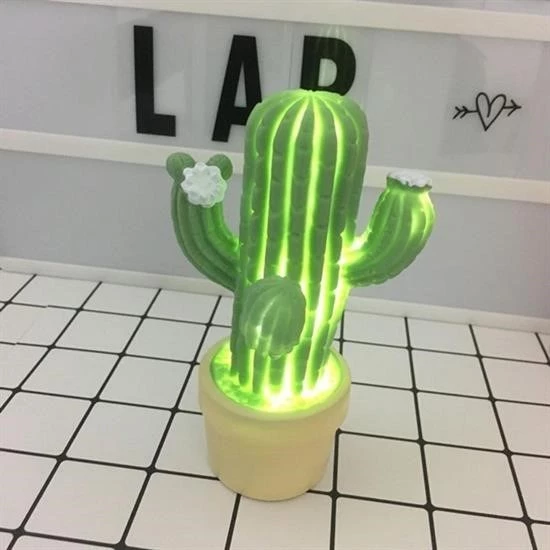 Mini Kaktüs Dekoratifli Pilli Led Masa Gece Lambası Aydınlatma - 8