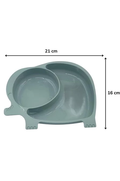 Bebek ve Çocuk için Sevimli Fil Model Desenli Yemek Bebek Mama Kabı Bölmeli Tabak - 3