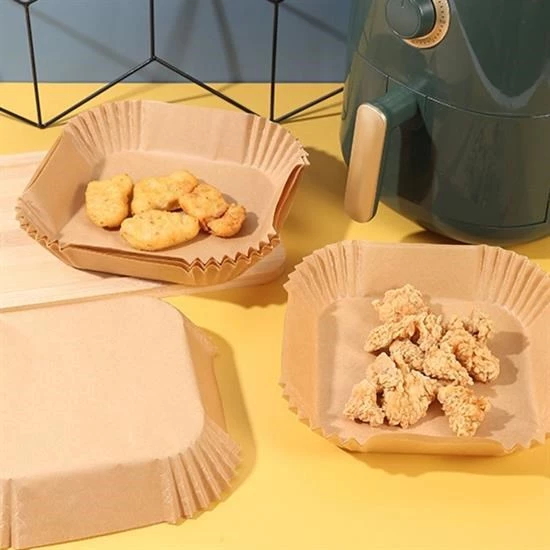 50 Adet Air Fryer Pişirme Kağıdı Tek Kullanımlık Yağ Geçirmez Yapışmaz Kare Tabak Model PVC - 3