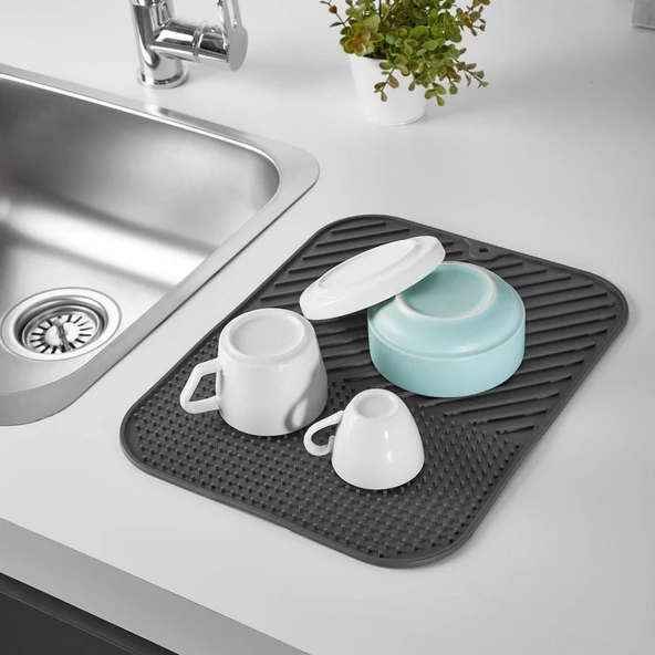 Silikon Kaydırmaz Mutfak İçin Bulaşık Matı, Çok Amaçlı Kurutmalık 36x28cm - 2