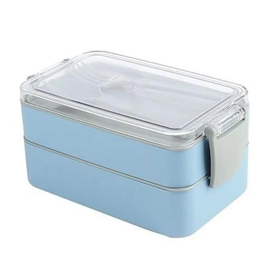 2 Bölmeli Çok Amaçlı 900 ml Kapasiteli Çatal Kaşıklı Dayanıklı Beslenme Kabı Yiyecek Kutusu - 3