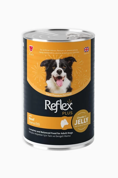 Reflex Plus Jöle İçinde Et Parçacıklı Dana Etli Yetişkin Köpek Konservesi 400 gr