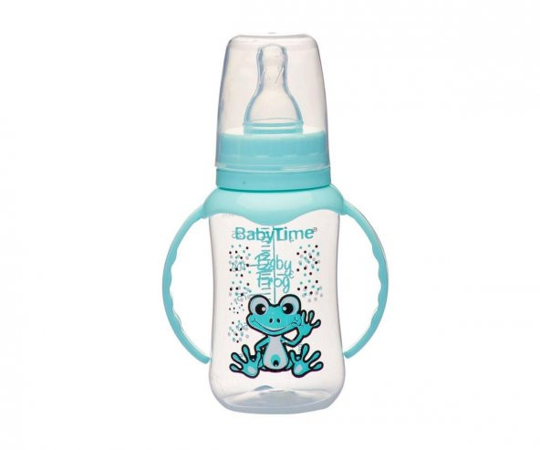 Baby Time Silikon Kiraz Uçlu Kulplu Biberon 150 Ml - Yeşil